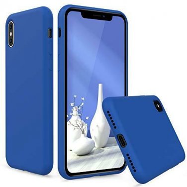 iPhone X/Xs Case Full Body Protection Silicon Wireless Charging Slim Rubber Blue