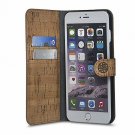 For iPhone 7/8 Plus Case Cork Wood  Natural Wallet Leather ExteriorEco Friendly