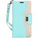 For Galaxy Note 8 Wallet Case Flip Kickstand Card Slots Mirror Wristlet Mint