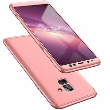 For Galaxy A8 Plus 2018 Case 3 in 1 360 Full Protection Thin Hard Rose Gold