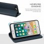 For iPhone 7/8 Plus Case Genuine Leather Wallet Credit Card Slot Magnetic Blue