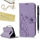 For Samsung Galaxy S7 Edge Case Leather Wallet Card Holders Fashion Pen Violet