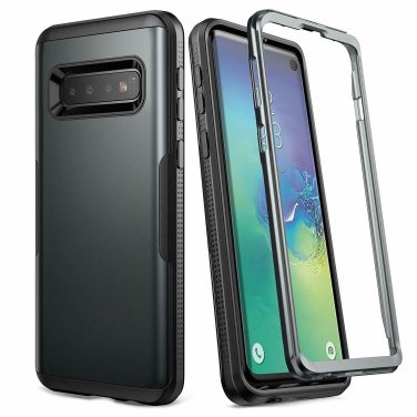 For Samsung Galaxy S10 Case Heavy Duty Protection Full Body Metallic Black