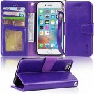 For iPhone 6/6s Wallet Case PU Leather ID&Credit Card Pockets Flip Folio Purple