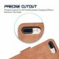For iPhone 7/8 Plus Case PU Leather Wallet Kickstandand Flip Cover Flax Brown