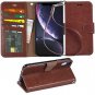 For iPhone Wallet Case PU Leather Wrist Strap 4-Slots Credit Cards Pocket Brown
