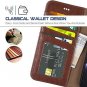 For iPhone Wallet Case PU Leather Wrist Strap 4-Slots Credit Cards Pocket Brown