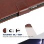 For iPhone Wallet Case PU Leather Wrist Strap 4-Slots Credit Cards Pocket Brown