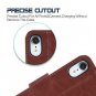 For iPhone Wallet Case PU Leather Wrist Strap 4-Slots Credit Cards Pocket Brown