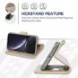 For iPhone Wallet Case PU Leather Wrist Strap 4-Slots Credit Cards Pocket Gold
