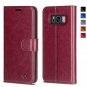 For Samsung Galaxy S8 Case Magnetic Leather Strap Flip Wallet Premium Burgundy