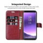 For Samsung Galaxy S8 Case Magnetic Leather Strap Flip Wallet Premium Burgundy