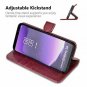 For Samsung Galaxy S8 Case Magnetic Leather Strap Flip Wallet Premium Burgundy