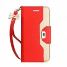 Samsung Galaxy S7 Edge Case Leather Wallet Flip Folio Mirror Wrist Strap Red