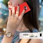Samsung Galaxy S7 Edge Case Leather Wallet Flip Folio Mirror Wrist Strap Red