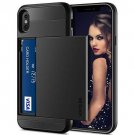 For iPhone Xs Max Case Wallet Card Holder Sliding  Cover Credit Card Slot Black