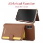 iPhone XR Case Genuine Italian Leather Card Slot Holders Stand Function-Marron
