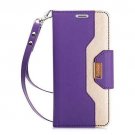 For Samsung Galaxy S9 Wallet Case with Card Holders Mirror Wristlet Purple