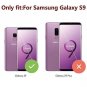 For Samsung Galaxy S9 Wallet Case with Card Holders Mirror Wristlet Purple