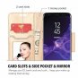 For Samsung Galaxy S9 Wallet Case with Card Holders Mirror Wristlet Purple