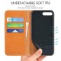 For iPhone 7/8 Plus Case Genuine Leather Wallet Credit Card Slot Magnetic Brown