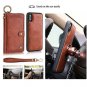 For iPhone &Icirc;&sect;/XS Wallet Case Zipper Purse Detachable Magnetic Card Leather Brown