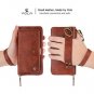 For iPhone &Icirc;&sect;/XS Wallet Case Zipper Purse Detachable Magnetic Card Leather Brown