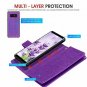 For Galaxy Note 8 Wallet Case PU Leather Card Holder Slot Wrist Strap Purple