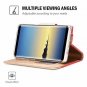For Galaxy Note 8 Wallet Case Flip Kickstand Card Slots Mirror Wristlet Red