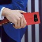For Galaxy Note 8 Wallet Case Flip Kickstand Card Slots Mirror Wristlet Red
