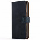 For iPhone 5/5s/SE Case Vintage Wallet in Nubuck Leather with Credit Card Navy