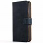 For iPhone 5/5s/SE Case Vintage Wallet in Nubuck Leather with Credit Card Navy