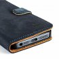 For iPhone 5/5s/SE Case Vintage Wallet in Nubuck Leather with Credit Card Navy