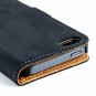 For iPhone 5/5s/SE Case Vintage Wallet in Nubuck Leather with Credit Card Navy