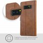 For Samsung Galaxy Note 8 Case Genuine Leather Wallet with Viewing Stand Brown