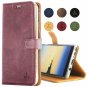 Samsung Galaxy Note 8 Case Genuine Leather Wallet with Viewing Stand Plum