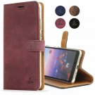 Huawei P20 Case Snakehive Genuine Leather Wallet Viewing Stand Card slots Plum