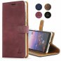 Huawei P20 Case Snakehive Genuine Leather Wallet Viewing Stand Card slots Plum