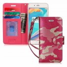 For iPhone 7/8 Plus Case Luxury PU Leather Wallet Kickstand Card Slots Dark Red