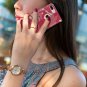 For iPhone 7/8 Plus Case Luxury PU Leather Wallet Kickstand Card Slots Dark Red
