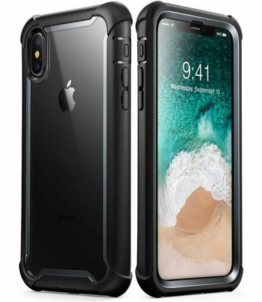 For iPhone X/Xs Case FullBody Rugged  Bumper Builtin Screen Protector Black
