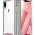 For iPhone X/Xs Case FullBody Rugged  Bumper Builtin Screen Protector Pink