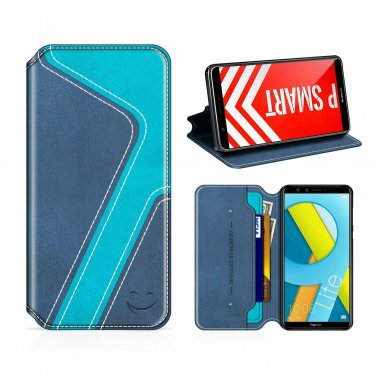 For Huawei P SMART Wallet Case Leather Flip Book Viewing Stand Card Holder b/Aqu
