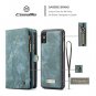 For iPhone X/Xs Case Wallet Leather Holder Magnetic Removable Zipper Blue