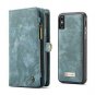 For iPhone X/Xs Case Wallet Leather Holder Magnetic Removable Zipper Blue