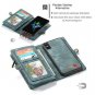 For iPhone X/Xs Case Wallet Leather Holder Magnetic Removable Zipper Blue