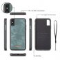 For iPhone X/Xs Case Wallet Leather Holder Magnetic Removable Zipper Blue