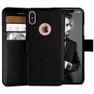 For iPhone X/Xs Wallet case Ultra-Strong Magnetic Closure Faux Leather Black