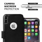 For iPhone X/Xs Wallet case Ultra-Strong Magnetic Closure Faux Leather Black