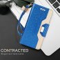 Samsung Galaxy S7 Edge Case Leather Wallet Flip Folio Mirror LightNavy/Gold